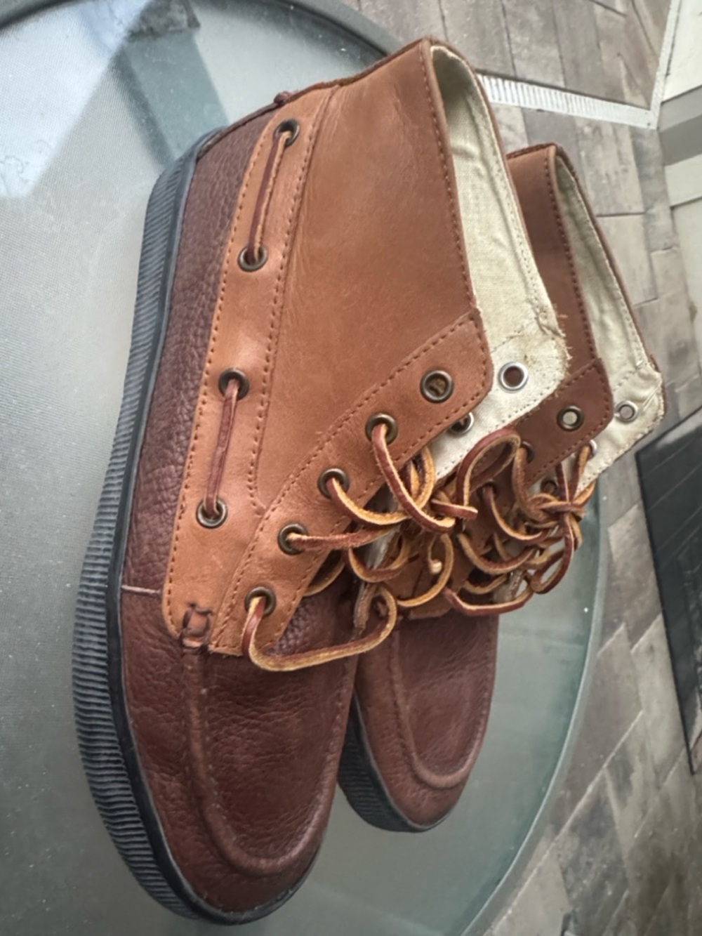 Ralph Lauren Men's Two-Tone Brown Leather Chukka Boots
